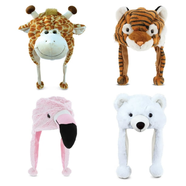 DolliBu Wild Animal Plush Hat Set of 4 – Super Soft Tiger, Flamingo, Polar Bear, Giraffe Warm Hat with Ear Flaps, Cute Zoo Stuffed Animals Toy Hats – Cozy Fleece Winter Hats DolliBu Wild Animal Plush Hat Set of 4 – Super Soft Tiger, Flamingo, Polar Bear, Giraffe Warm Hat with Ear Flaps, Cute Zoo Stuffed Animals Toy Hats – Cozy Fleece Winter Hats