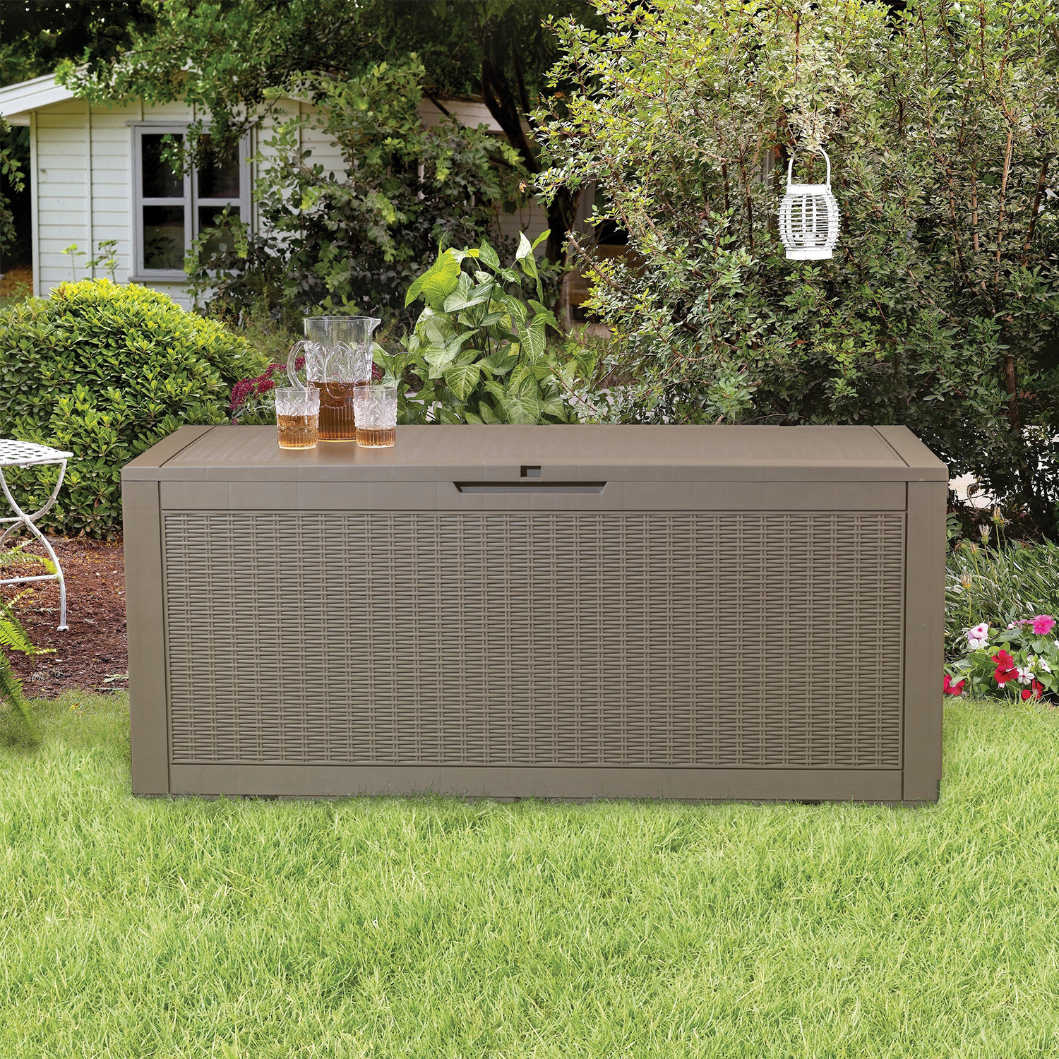 Devoko 100 Gallon Outdoor Patio Box Deck Plastic Resin Lockable Storage Box, Brown - image 3 of 7