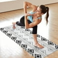 thumbnail image 6 of Boho Black and White Geometric Ethnic Pattern Hot Yoga Mat Towel Non Slip for Hot Yoga - Quick-Drying Yoga Mat Cover with 4 Corner Pockets with Travel Bag - Hot Yoga Towel Non Slip 70"x26", 6 of 6