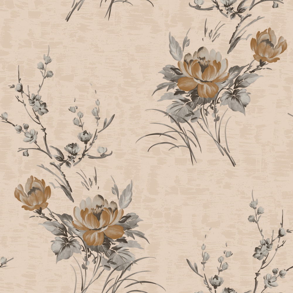 Floral Dark Tan, Beige Flowers Wallpaper Roll | Walmart Canada