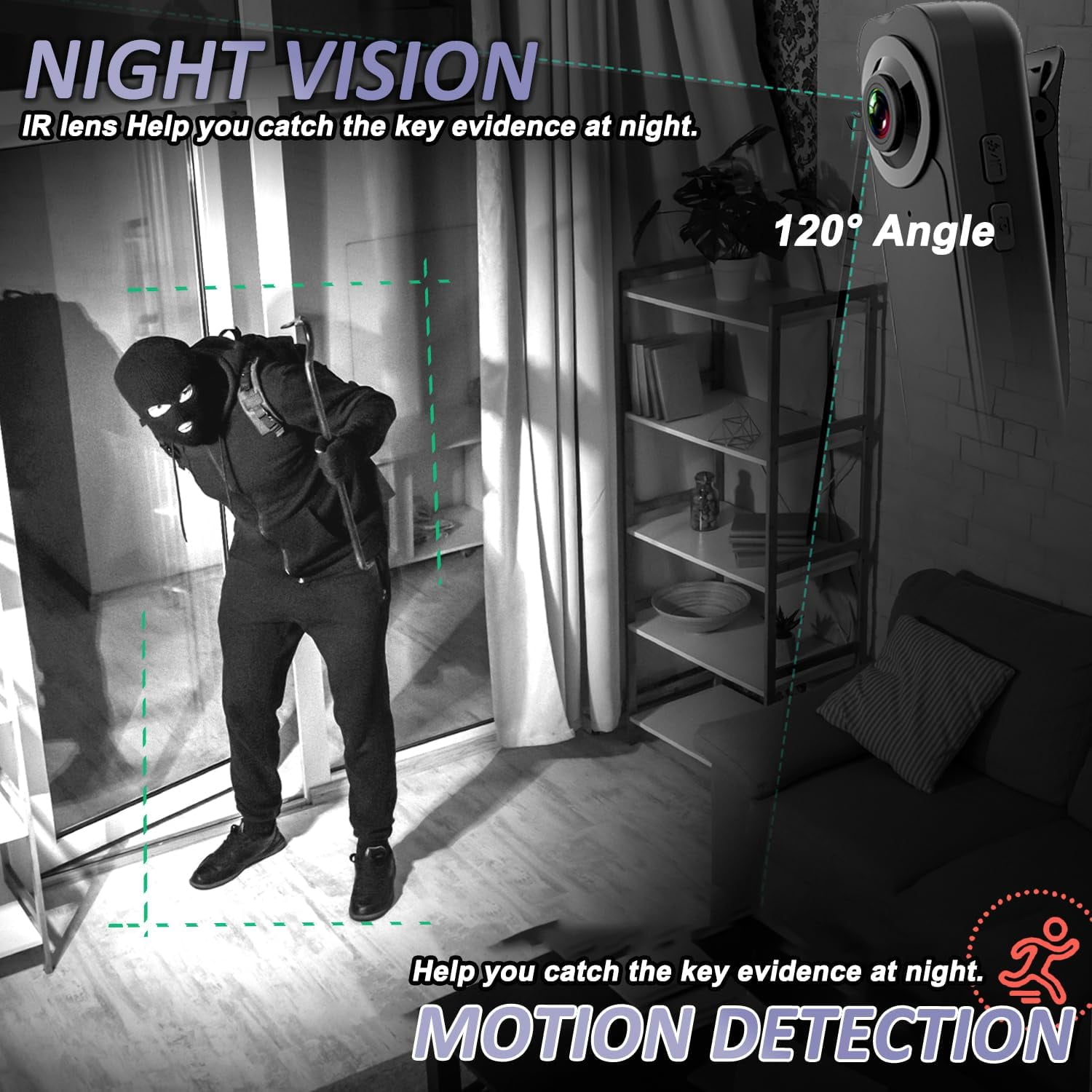 1080P Mini Body Camera with Audio Clip-on Video Recorder Wide Angle Video Camera Built-in Battery Night Vision Motion Detection for Hiking Riding Running Travel