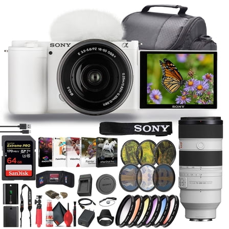 Sony ZV-E10 Mirrorless Camera with 16-50mm II Lens and 18-105mm Lens   Accessory Kit (International Model)