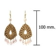 thumbnail image 2 of AeraVida Bold and Beautiful Woven Bamboo Teardrops with Hanging Pearl Dangle Earrings, 2 of 4