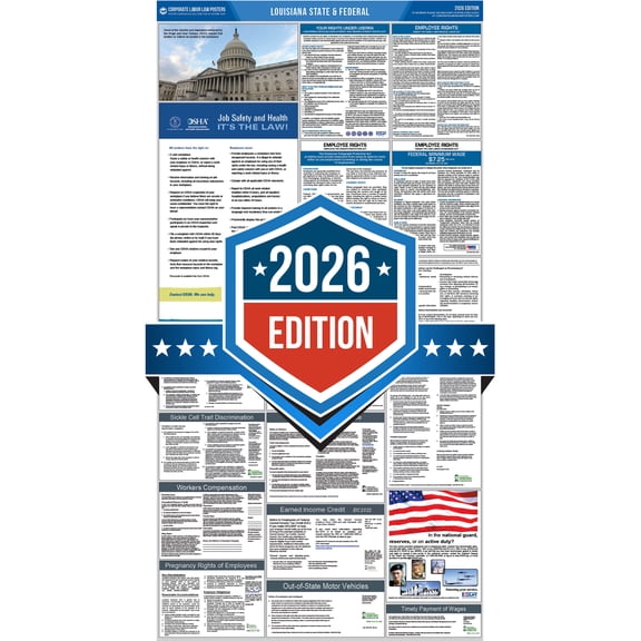 Corporate Labor Law Posters :: 2026 Louisiana State & Federal Labor Law Posters - All in one [Plain Paper-English]