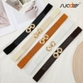 thumbnail image 7 of SUOSDEY Women Skinny Elastic Belt Ladies Stretchy Waist Belt with Round Gold Buckle 2 Pack, 7 of 7