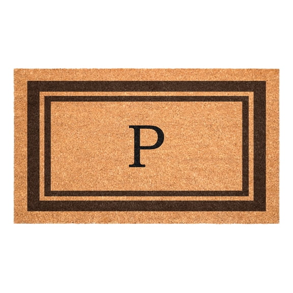 Brown Border Monogram Doormat (Letter P)