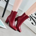 thumbnail image 2 of Women's Ankle Boots Square Toe Side Zipper Block Heel Mid Calf Low Heeled Short Booties, 2 of 6
