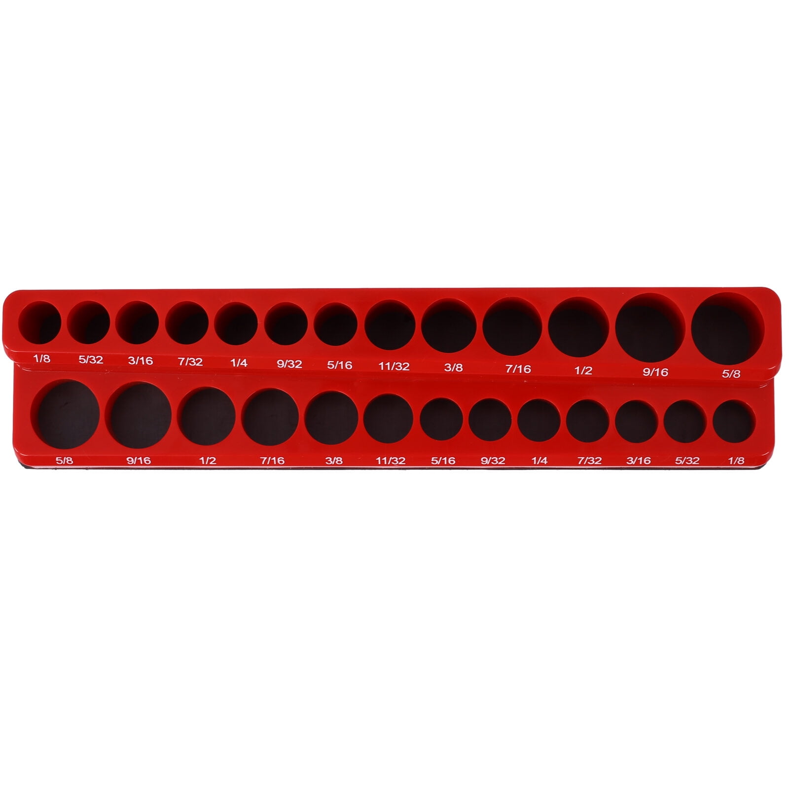 Magnetic Socket Organizer Set, 6-Piece Socket Holder Set Includes 1/4", 3/8", 1/2" Drive Metric SAE Socket Trays, Holds 141 Pieces Standard Size and Deep Size Sockets(Socket not Included),red and bl