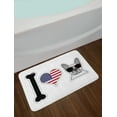 thumbnail image 2 of Bulldog Bath Mat, Funny Print of I Love Dogs American Flag in a Heart Animal in Sunglasses, Plush Bathroom Decor Mat with Non Slip Backing, 29.5" X 17.5", White and Multicolor, by Ambesonne, 2 of 2