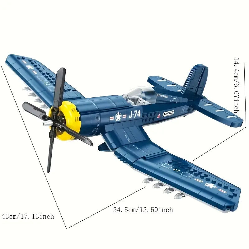 GZBrick WWII F4U Fighter Building Sets Compatible with Lego Military Model Kit for Adults Teens 767PCS