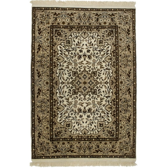 Cream Floral Kirman 3X4 Oriental Rug