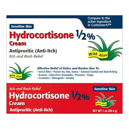 Hydrocortisone 1/2 % Anti-Itch & Rash Relief Cream Aloe Sensitive Skin 1 oz