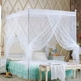 thumbnail image 3 of CHOK Romantic Princess Square Lace Bed Canopy Mosquito Net for Twin Full Queen King Size Bed  Three Side Openings Easy Installation No Frame, 3 of 7