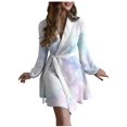 thumbnail image 1 of CEHVOM Robe Décontractée pour Femmes à Col Rabattu à Imprimé Coloré à Manches Longues Cardigan Pyjama Robe Ample, 1 of 5