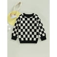 thumbnail image 2 of Bagilaanoe Toddler Baby Girl Boy Knitted Sweater Long Sleeve Checkerboard Pullover 6M 12M 24M 3T 4T 5T 6T Kids Warm Jumpers Tops Fall Loose Knitwear, 2 of 8