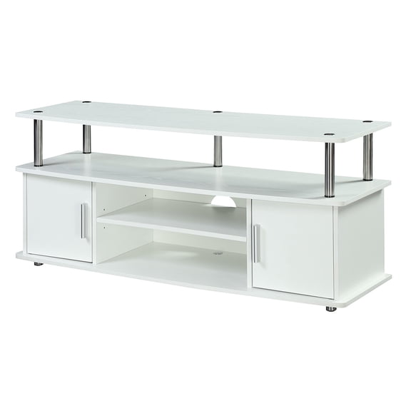 Pemberly Row Easy Assembly 45" Wood TV Stand Entertainment Console in White