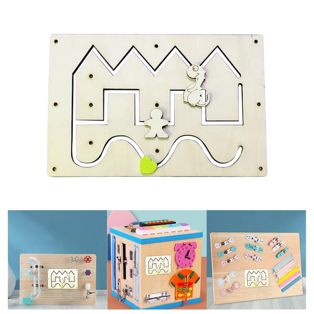 Tablero ocupado Montessori de madera, accesorios de bricolaje, tablero sensorial, tablero de actividades, habilidades motoras para niñas Estilo B CUTICAT tablero ocupado