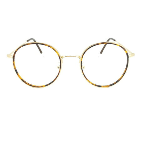 Eye Buy Express Prescription Glasses Mens Womens Tortoiseshell Gold Round Reading Glasses Anti Glare Quality