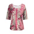 thumbnail image 5 of Tittly Summer Tops for Women, Womens 3/4 Length Sleeve Tops V Neck T Shirts Casual Basic Tees Work Blouse Spring Summer Shirts, Women Blouses, Cooling Shirts for Women Red L, 5 of 5