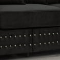 thumbnail image 5 of Modern Design Living Room Sofa Square Armrest with Silver Nails Decoration Upholstered Velvet Couch Apricot (Black), 5 of 11