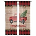 thumbnail image 2 of Christmas Truck Sheer Curtains 84 Inches Long, Winter Xmas Tree Farmhouse Snowflake Plaid Light Filtering Window Curtains for Living Room, Rod Pocket Voile Sheer Curtain Drapes, 52"Wx84"L, 2 Panels, 2 of 9