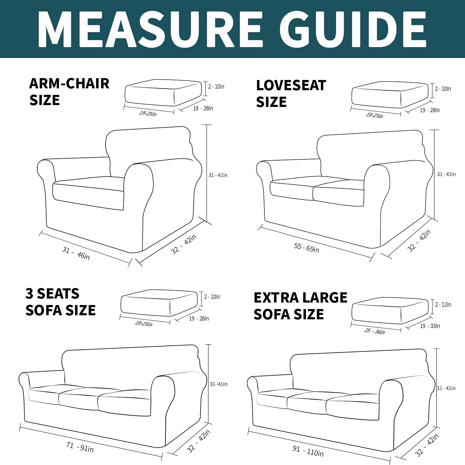 JIATER 2-Piece Armchair Sofa Cover Stretch Couch Cover Velvet Sofa Slipcover Furniture Protector with 1 Cushion Cover,Dark Green