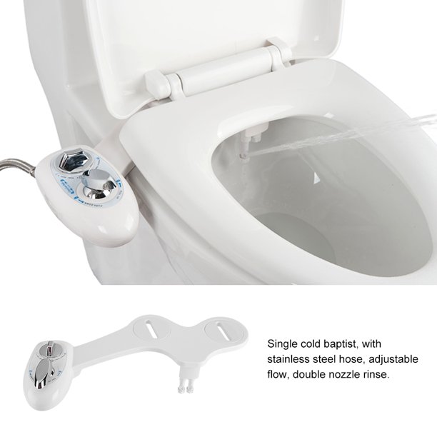 NonElectric Mechanical Bidet Toilet Seat Attachment with Self Cleaning