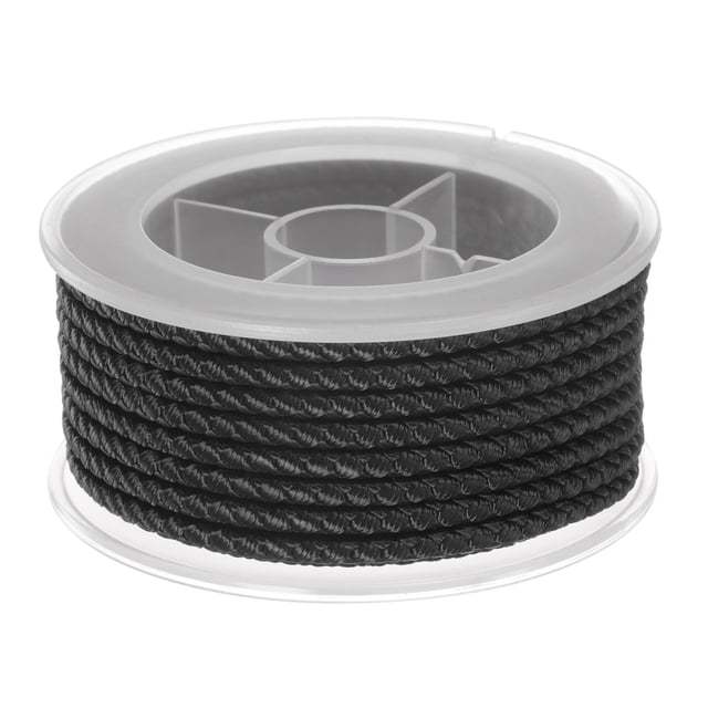 Unique Bargains Nylon Thread Twine Beading Cord 3mm Extra-Strong Braided Nylon Crafting String 4M/13 Feet, Black