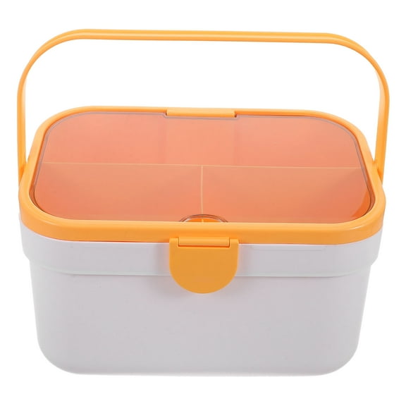 OUNONA Large Capacity Medicine Storage Box With Handle Double-Layer Compartment Organizer For Home And Travel Clear Medical Supply Container