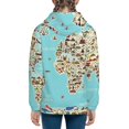 thumbnail image 4 of Kll Unisex Kids Boys Girls Hooded Pocket Pullover Hoodies-World Travel Line Icons Map, 4 of 9