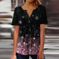 thumbnail image 1 of Mode Décontractée pour Femmes Chemises Imprimées Manches Courtes Tee-Shirts Amples Tunique Blouse Imprimé Floral Hauts pour Femmes Dégradé, 1 of 5
