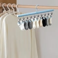 thumbnail image 3 of Space Saving Hanging Closet Organizer with 10 Metal Clips, Pants Hangers with Clothespins for Jeans Skirts Socks, Hat Scarf and Pant Hangers for Closet Storage,Light Blue, 3 of 8
