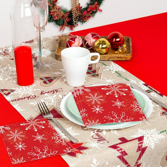 25 Pieces White Snowflake Napkins Paper Towels Winter Snowflake Party Tableware Supplies Birthday Party Tableware