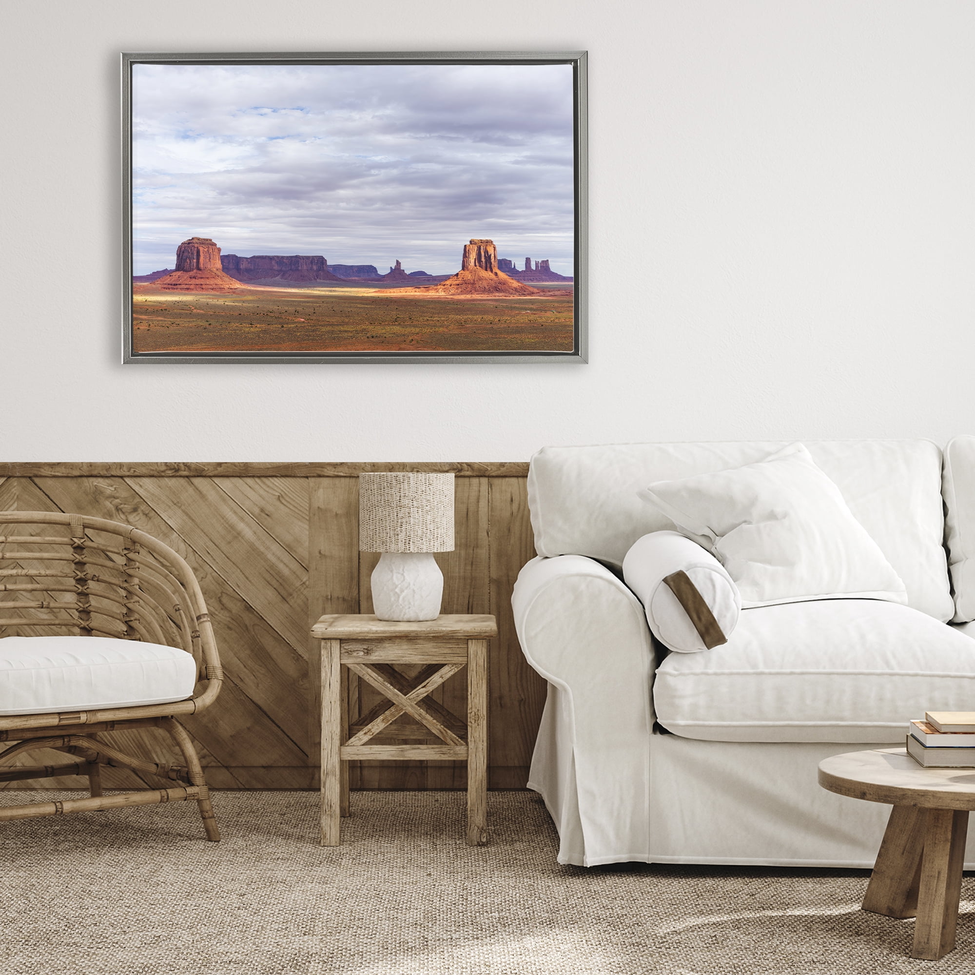 Stupell Industries Monumental Desert Buttes & Mesas Gray Framed Floater Canvas Wall Art, design by Shelley Carlisle