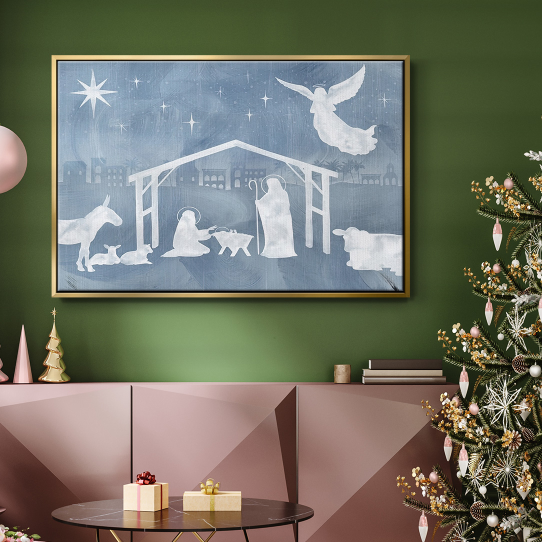 Star of Bethlehem Collection A - Framed Gallery Wrapped Holiday Canvas - 25 x 37 - Gold Frame