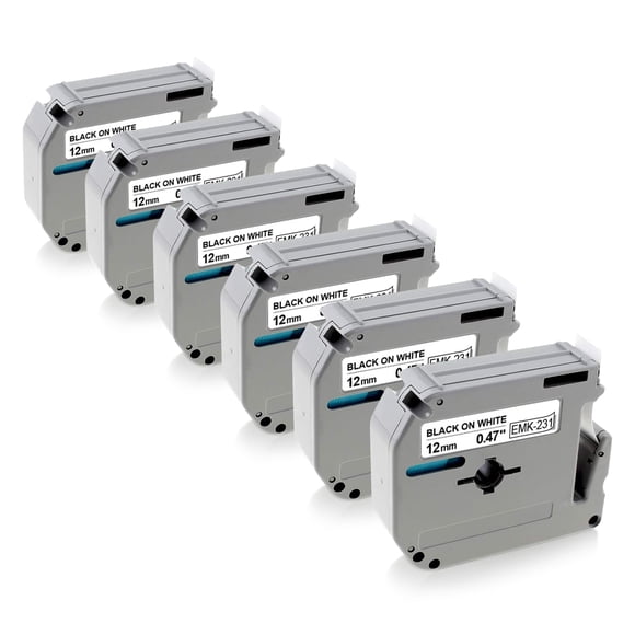 Paquete de 6 cintas adhesivas M-K231 M compatibles con Brother P-Touch de 12 mm