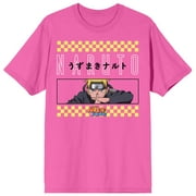 Mens Naruto Anime Cartoon Pink Short Sleeve Graphic Tee-M