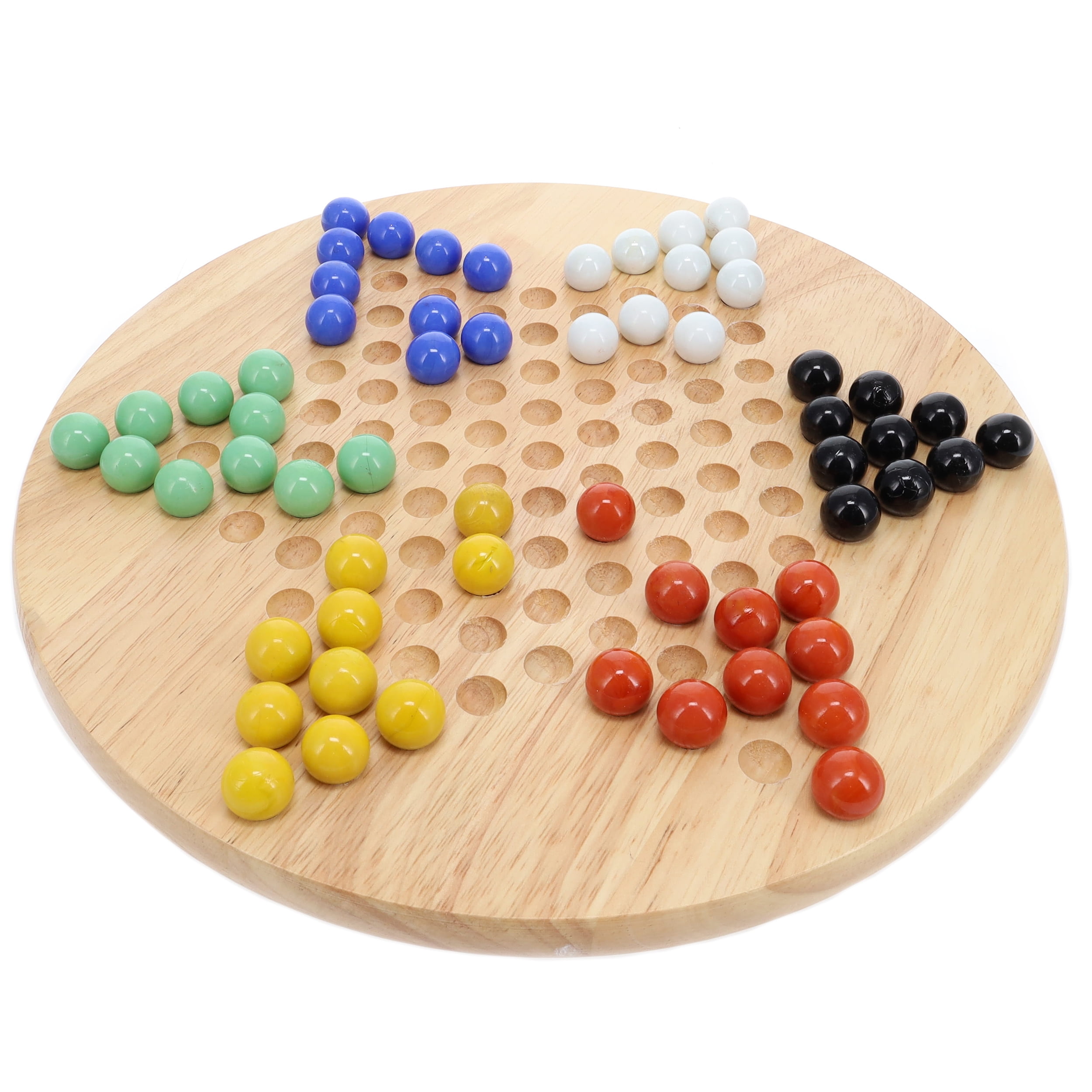 WE Games Solid Wood Chinese Checkers Board Game Set with Glass Marbles, 11.5 inches