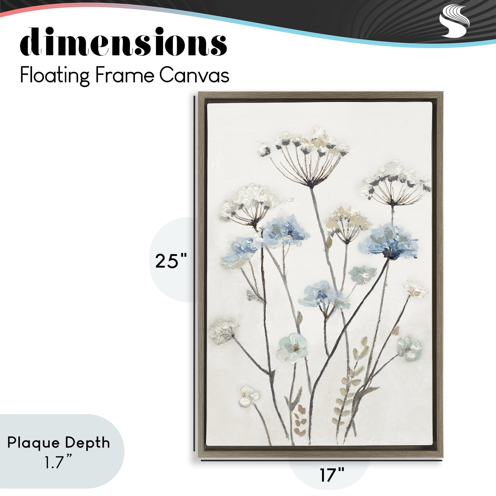 Stupell Industries Soft Jardin Azul Brown Framed Floater Canvas Wall Art, design by Patricia Pinto