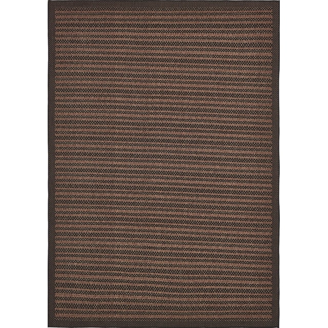 Unique Loom Outdoor Collection Transitional Indoor & Outdoor Casual Striped Tonal Border Area Rug, 8' x 11' 4", Black/Brown
