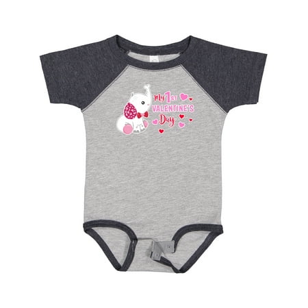 

Inktastic My 1st Valentine s Day with Elephant Girls Baby Bodysuit