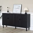 thumbnail image 3 of Vastcury 59" 4 Door Wood Storage Sideboard Cabinet, Modern Accent Buffet Cabinets with Adjustable Shelves for Living Room, Black, 3 of 9