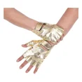 thumbnail image 2 of Guantes de cuero sintético estilo punk para hombre, de medio dedo, huecos, dorados, 2 of 5