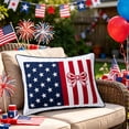 thumbnail image 5 of 11.81x19.69 Inch Bow Flag Patriotic Pillowcase, Red White Blue Decor Slip for Bedroom Sofa and 4th Of July Indoor Holiday Decoration, 5 of 6