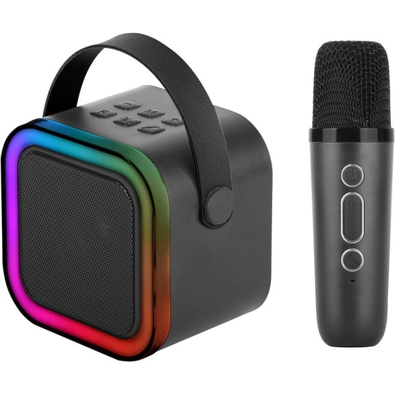 IQ Sound Mini Karaoke Bluetooth Speaker Wireless Microphone, RGB Lights, Voice Effects IQ-708K Black