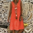 thumbnail image 3 of New Years Eve Dresses, Linen Casual Vintage V Neck Sleeveless Loose Midi Dress Elegant Tank Wedding Guest Beach Dress Casual For Women Maxi Sundresses Work Dresses Maxi (S, Orange) ZMTing, 3 of 4