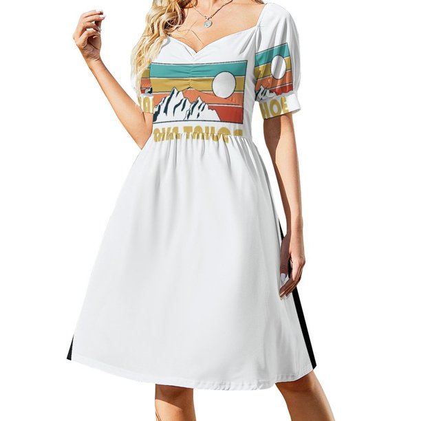 Lake Tahoe Retro Vintage - Lake Tahoe Nevada California Mountain Souvenir - Regalo - Vestido de manga corta natural para senderismo de ciudad natal