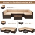thumbnail image 6 of Danrelax 7-Piece Outdoor Sectional Sofa Patio Conversation Set, PE Rattan Wicker Furniture, Steel Frame, Beige Cushion/ Brown Rattan, 6 of 8