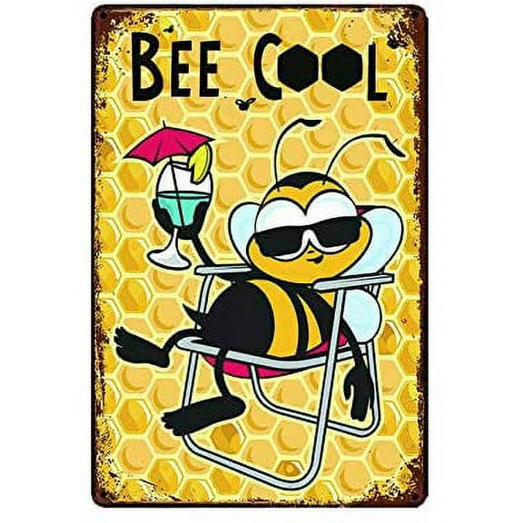 BEE Cool Fun Beer Saying Metal Sign Retro Vintage Plaque Wall Decor