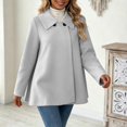 thumbnail image 2 of EANJE Women's Fleece Blend Swing Coat Soft Casual Collared Long Sleeve Jacket Loose Casual Solid Color Fall Winter Outerwear Gray M, 2 of 5